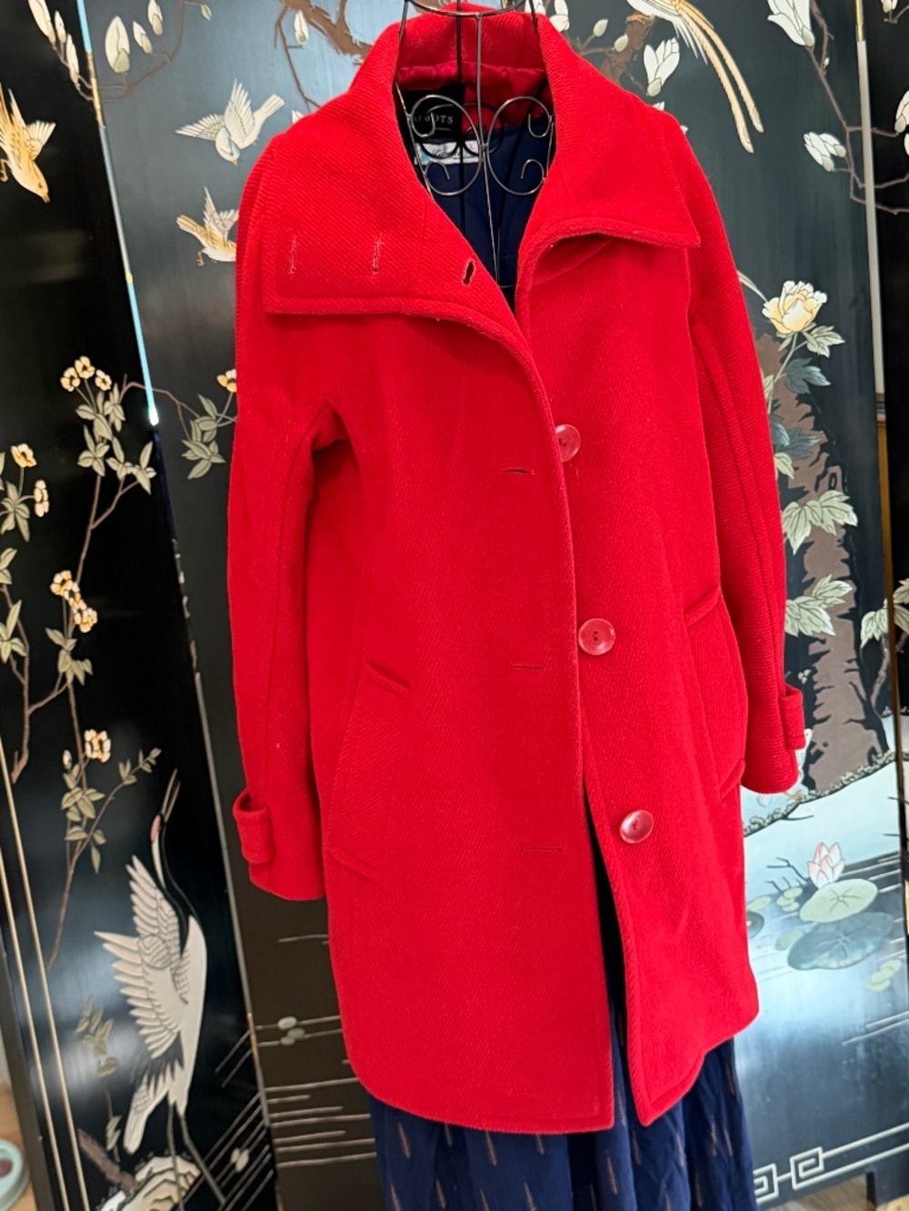 Talbots Red Textured Wool Blend Button Front Coat Jacket - Women’s Size 4
